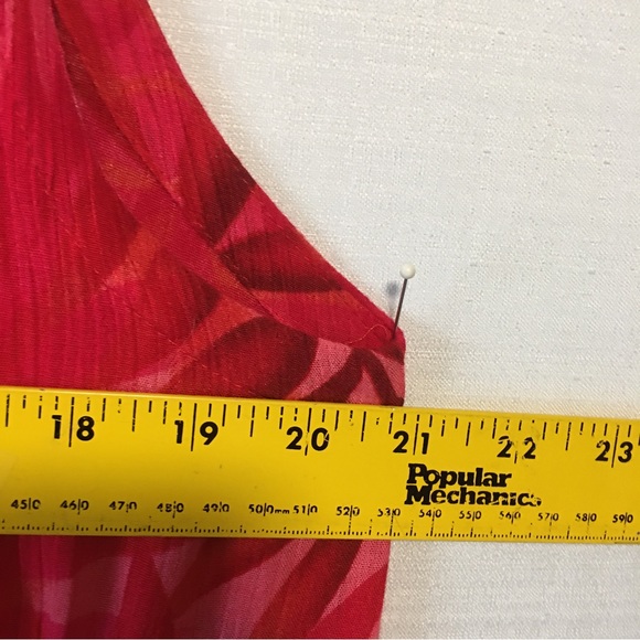Vtg. Hibiscus Collection Hawaii Tropical palm leaves red sleeveless dress OS - Picture 8 of 11